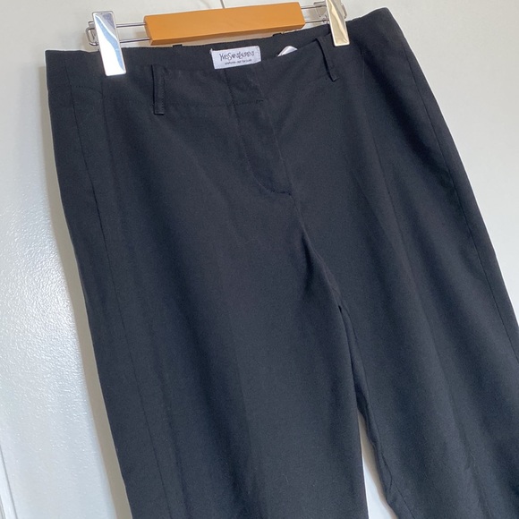 Vintage Yves Saint Laurent Pants Women US 6-8 Med Black Wool Italy 90s Uniform - Picture 5 of 14